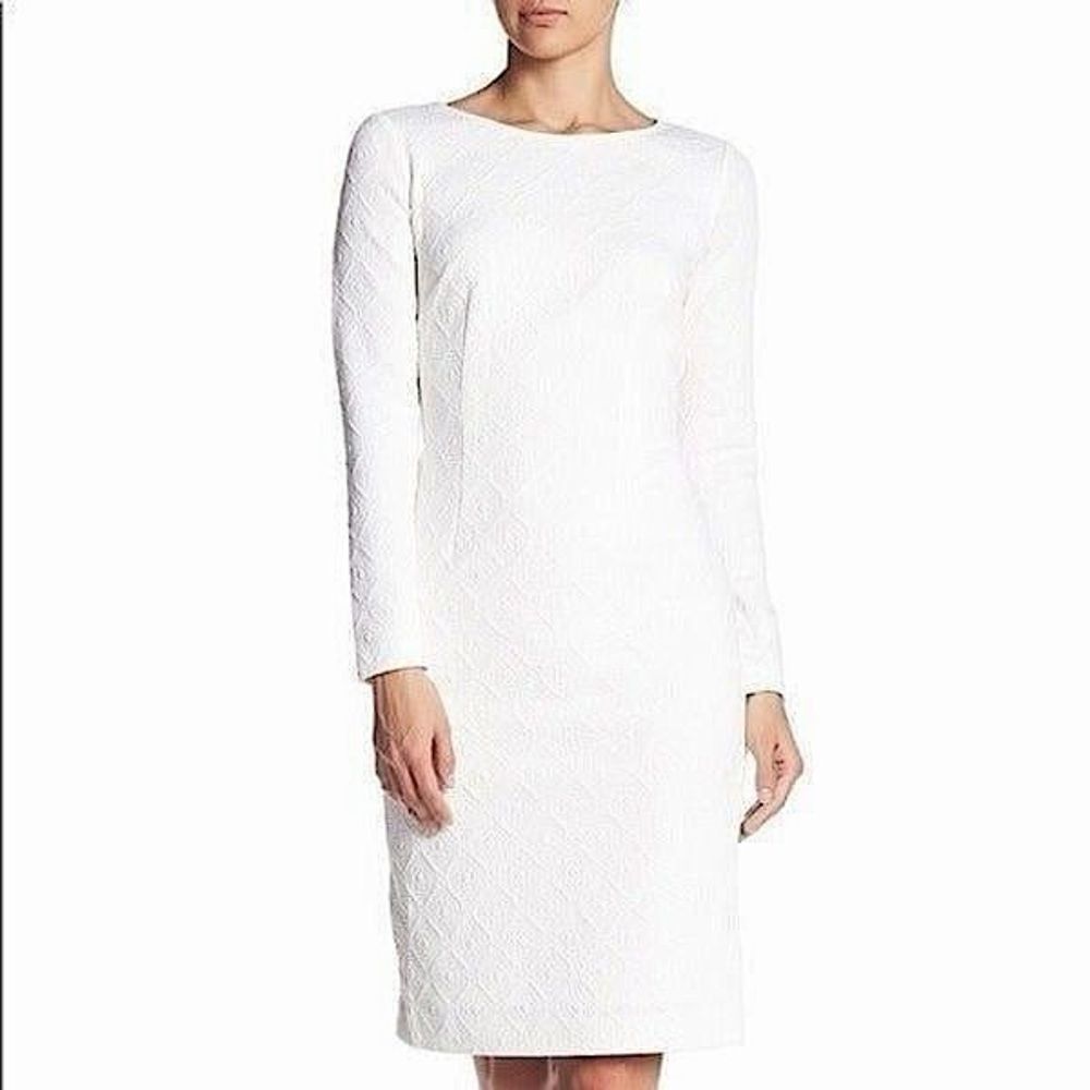 Betsy Johnson Long Sleeve White Textured Dress